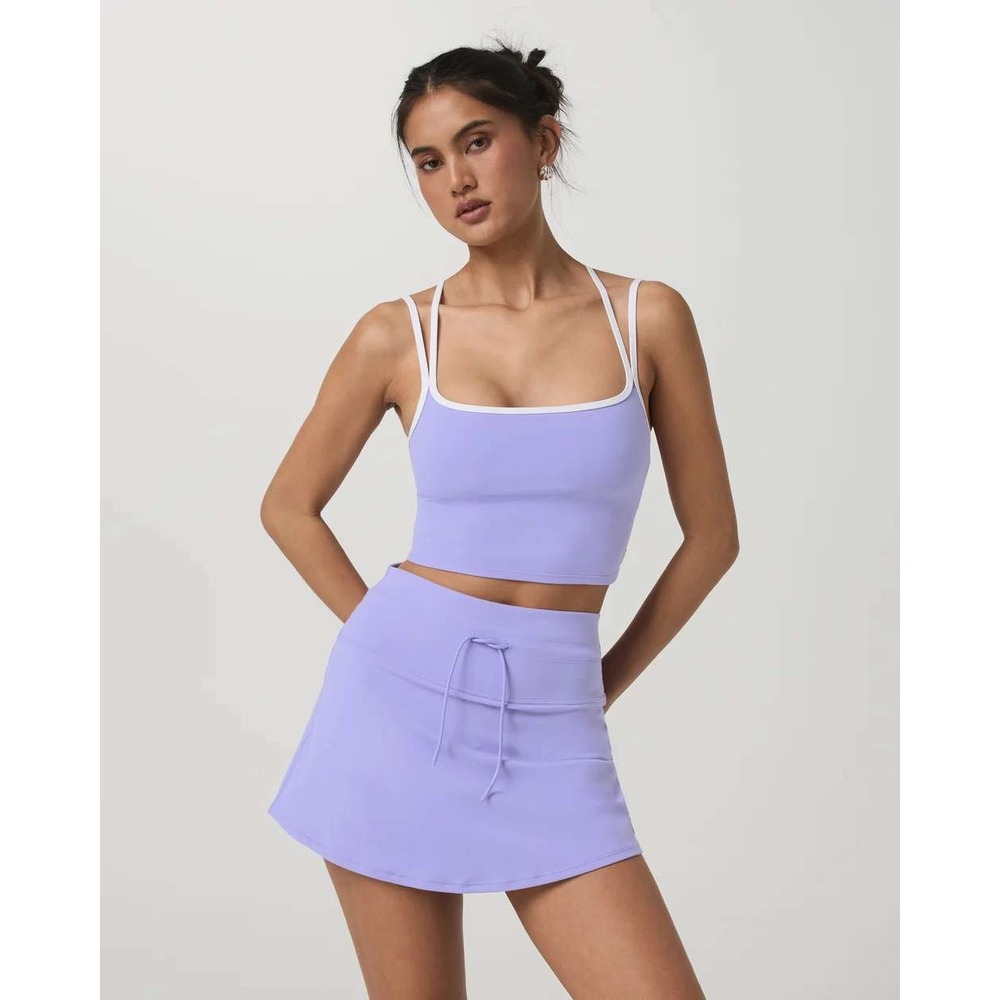 Vuori Daily Layered Tank Womens Hyacinth M VW1390 Purple White Strappy Crop NEW